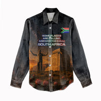 South Africa Safari UFO Women Casual Shirt African Wildlife Sci-Fi Galaxy Space And Mandela