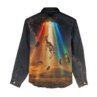 South Africa Safari UFO Women Casual Shirt African Wildlife Sci-Fi Galaxy Space And Mandela