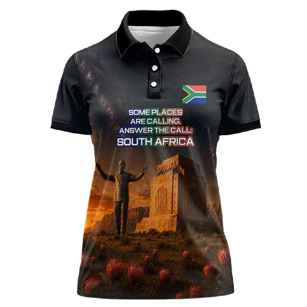 South Africa Safari UFO Women Polo Shirt African Wildlife Sci-Fi Galaxy Space And Mandela