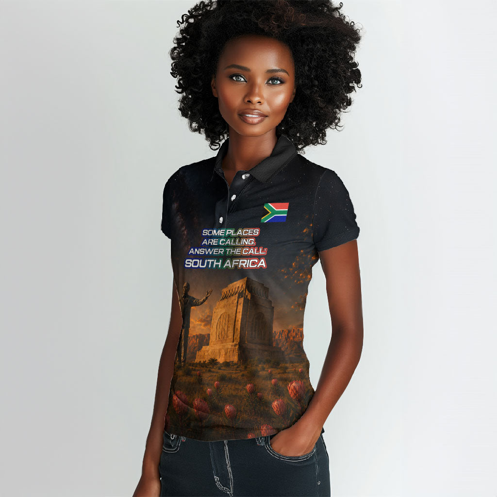 South Africa Safari UFO Women Polo Shirt African Wildlife Sci-Fi Galaxy Space And Mandela