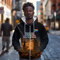 South Africa Safari UFO Zip Hoodie African Wildlife Sci-Fi Galaxy Space And Mandela