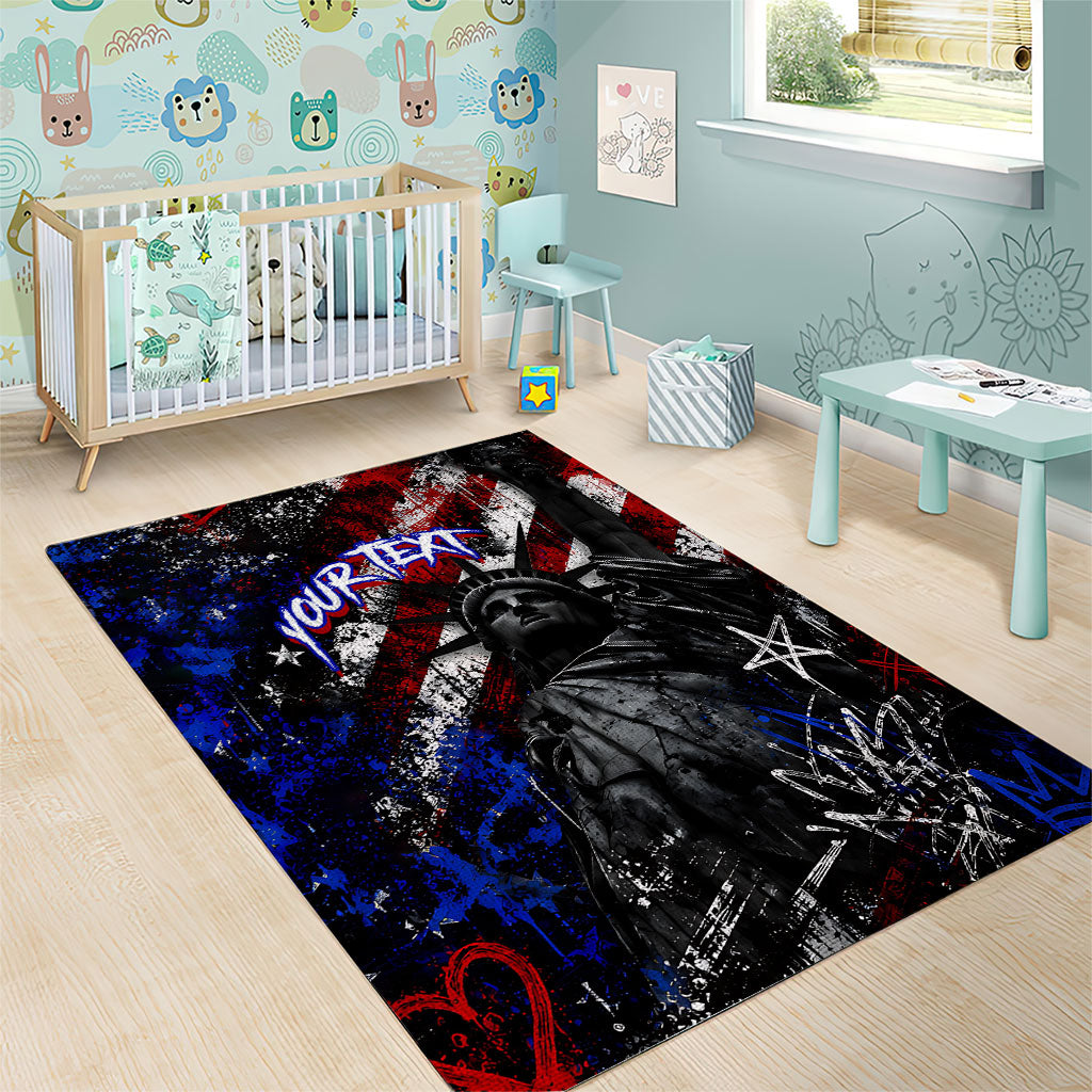 Personalized America New York Statue Of Liberty Area Rug Dark Grunge American Flag Graffiti Street Art