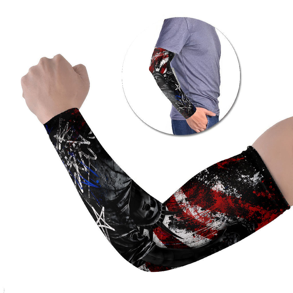 Personalized America New York Statue Of Liberty Arm Sleeves Dark Grunge American Flag Graffiti Street Art