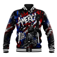 Personalized America New York Statue Of Liberty Baseball Jacket Dark Grunge American Flag Graffiti Street Art