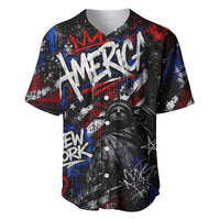 Personalized America New York Statue Of Liberty Baseball Jersey Dark Grunge American Flag Graffiti Street Art