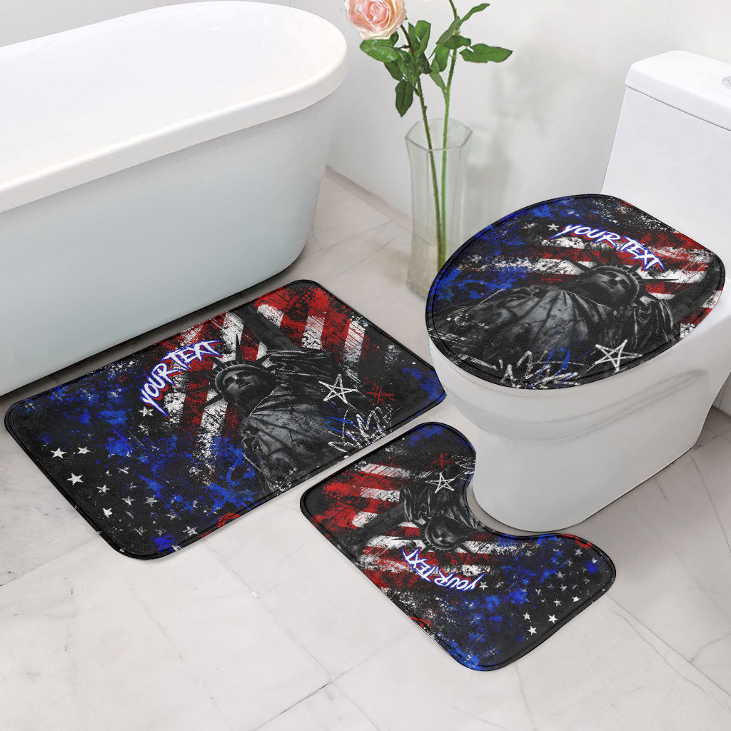 Personalized America New York Statue Of Liberty Bathroom Set Dark Grunge American Flag Graffiti Street Art