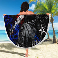 Personalized America New York Statue Of Liberty Beach Blanket Dark Grunge American Flag Graffiti Street Art