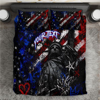 Personalized America New York Statue Of Liberty Bedding Set Dark Grunge American Flag Graffiti Street Art