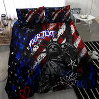 Personalized America New York Statue Of Liberty Bedding Set Dark Grunge American Flag Graffiti Street Art