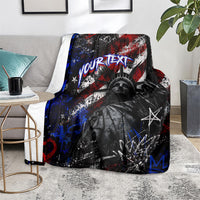 Personalized America New York Statue Of Liberty Blanket Dark Grunge American Flag Graffiti Street Art