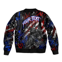 Personalized America New York Statue Of Liberty Bomber Jacket Dark Grunge American Flag Graffiti Street Art