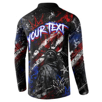 Personalized America New York Statue Of Liberty Button Sweatshirt Dark Grunge American Flag Graffiti Street Art