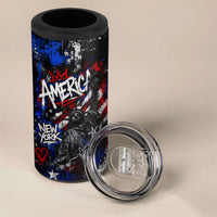 Personalized America New York Statue Of Liberty 4 in 1 Can Cooler Tumbler Dark Grunge American Flag Graffiti Street Art