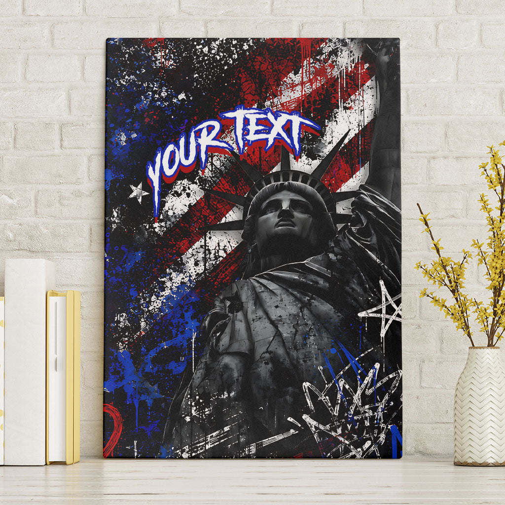 Personalized America New York Statue Of Liberty Canvas Wall Art Dark Grunge American Flag Graffiti Street Art