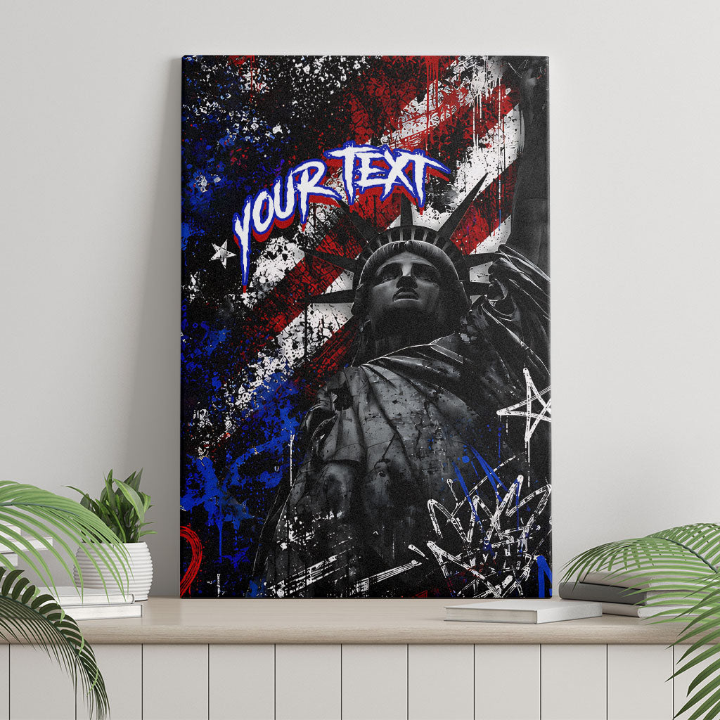 Personalized America New York Statue Of Liberty Canvas Wall Art Dark Grunge American Flag Graffiti Street Art