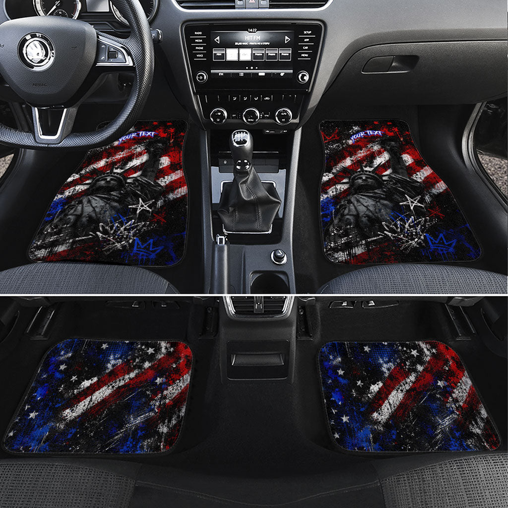 Personalized America New York Statue Of Liberty Car Mats Dark Grunge American Flag Graffiti Street Art