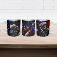 Personalized America New York Statue Of Liberty Ceramic Mug Dark Grunge American Flag Graffiti Street Art