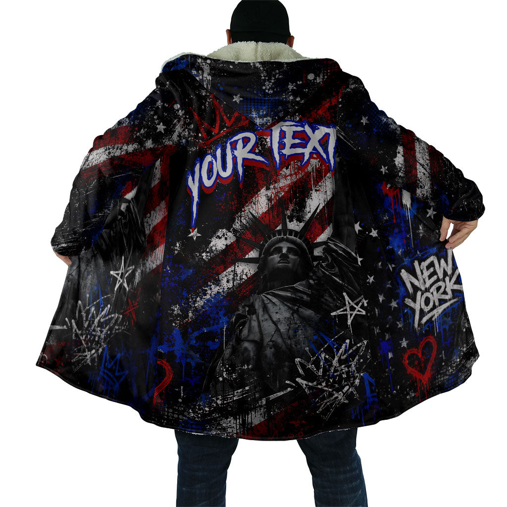 Personalized America New York Statue Of Liberty Cloak Dark Grunge American Flag Graffiti Street Art