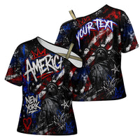 Personalized America New York Statue Of Liberty Cross Shoulder Shirt Dark Grunge American Flag Graffiti Street Art
