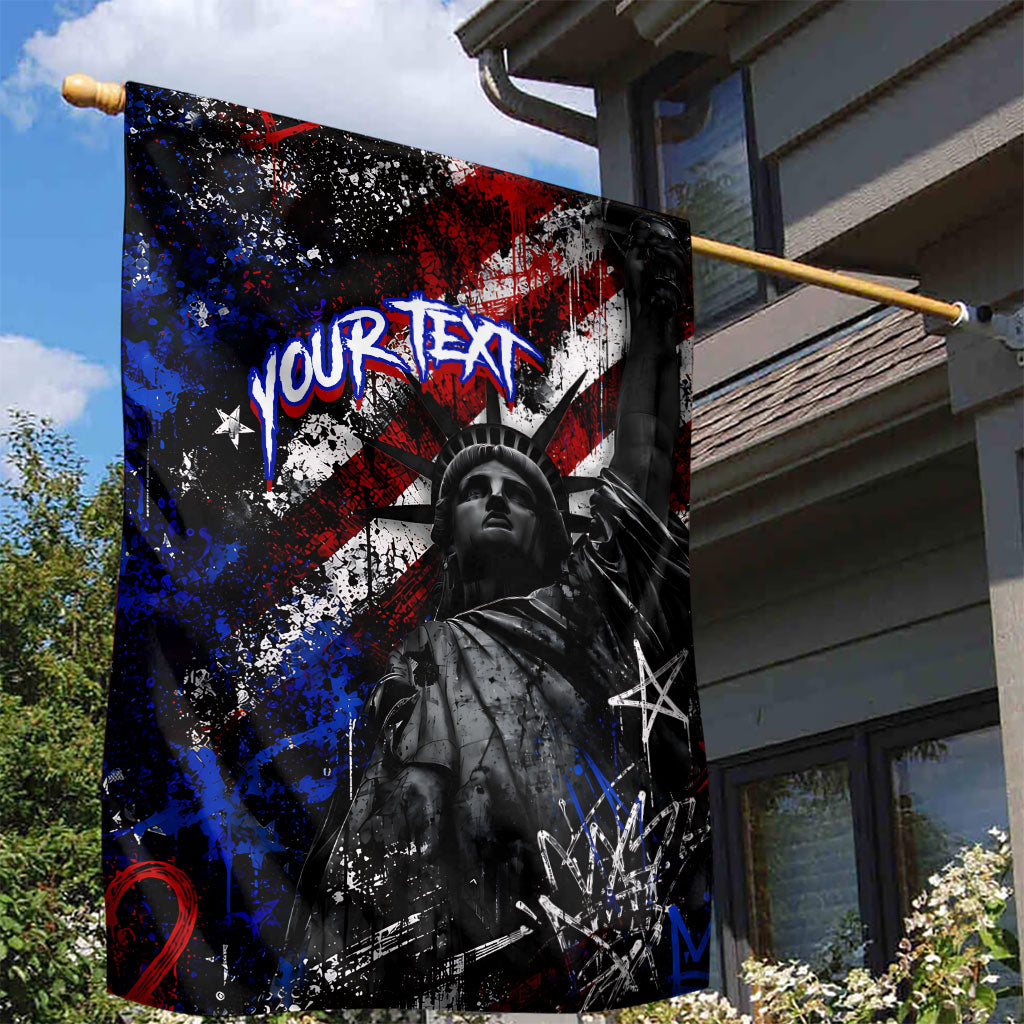 Personalized America New York Statue Of Liberty Garden Flag Dark Grunge American Flag Graffiti Street Art