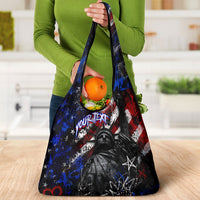 Personalized America New York Statue Of Liberty Grocery Bag Dark Grunge American Flag Graffiti Street Art