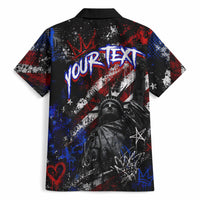 Personalized America New York Statue Of Liberty Hawaiian Shirt Dark Grunge American Flag Graffiti Street Art