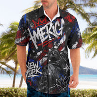 Personalized America New York Statue Of Liberty Hawaiian Shirt Dark Grunge American Flag Graffiti Street Art