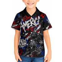 Personalized America New York Statue Of Liberty Hawaiian Shirt Dark Grunge American Flag Graffiti Street Art