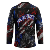 Personalized America New York Statue Of Liberty Hockey Jersey Dark Grunge American Flag Graffiti Street Art