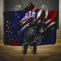 Personalized America New York Statue Of Liberty Hooded Blanket Dark Grunge American Flag Graffiti Street Art
