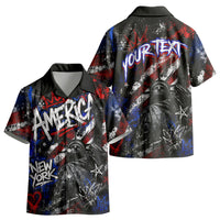 Personalized America New York Statue Of Liberty Kid Hawaiian Shirt Dark Grunge American Flag Graffiti Street Art