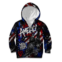 Personalized America New York Statue Of Liberty Kid Hoodie Dark Grunge American Flag Graffiti Street Art
