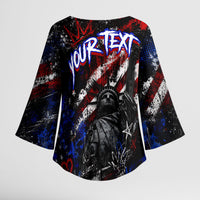 Personalized America New York Statue Of Liberty Kimono Sleeve Blouse Dark Grunge American Flag Graffiti Street Art