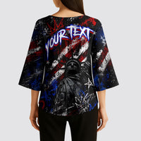 Personalized America New York Statue Of Liberty Kimono Sleeve Blouse Dark Grunge American Flag Graffiti Street Art