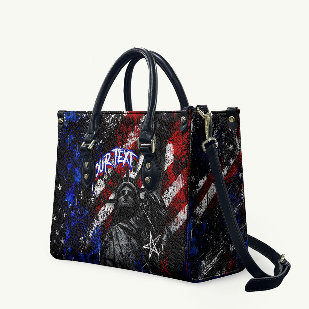 Personalized America New York Statue Of Liberty Leather Bag Dark Grunge American Flag Graffiti Street Art