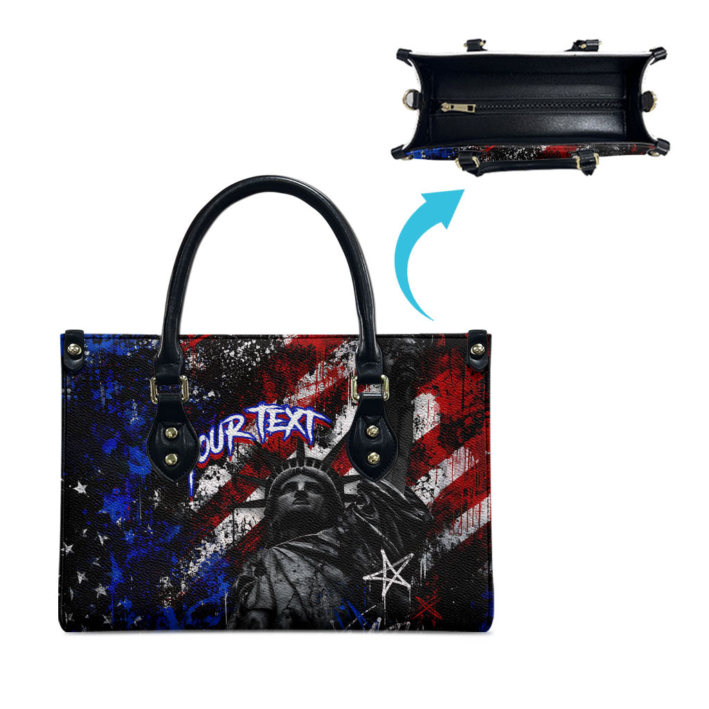 Personalized America New York Statue Of Liberty Leather Bag Dark Grunge American Flag Graffiti Street Art