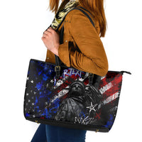 Personalized America New York Statue Of Liberty Leather Tote Bag Dark Grunge American Flag Graffiti Street Art
