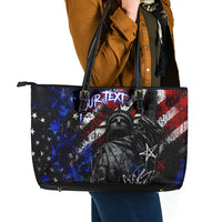 Personalized America New York Statue Of Liberty Leather Tote Bag Dark Grunge American Flag Graffiti Street Art