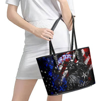 Personalized America New York Statue Of Liberty Leather Tote Bag Dark Grunge American Flag Graffiti Street Art