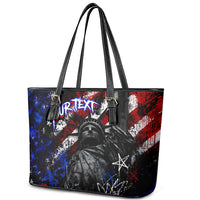 Personalized America New York Statue Of Liberty Leather Tote Bag Dark Grunge American Flag Graffiti Street Art
