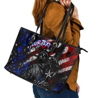 Personalized America New York Statue Of Liberty Leather Tote Bag Dark Grunge American Flag Graffiti Street Art