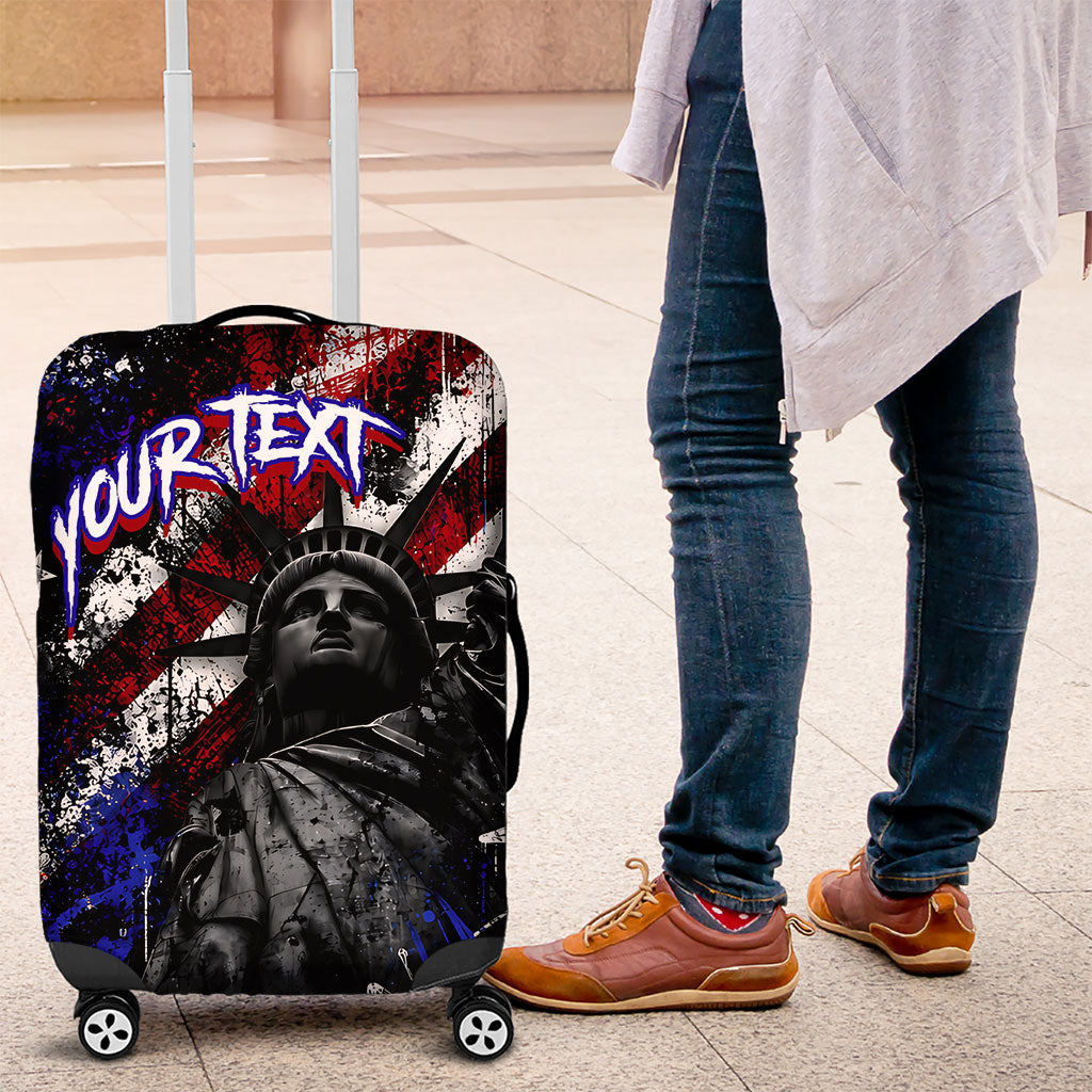 Personalized America New York Statue Of Liberty Luggage Cover Dark Grunge American Flag Graffiti Street Art