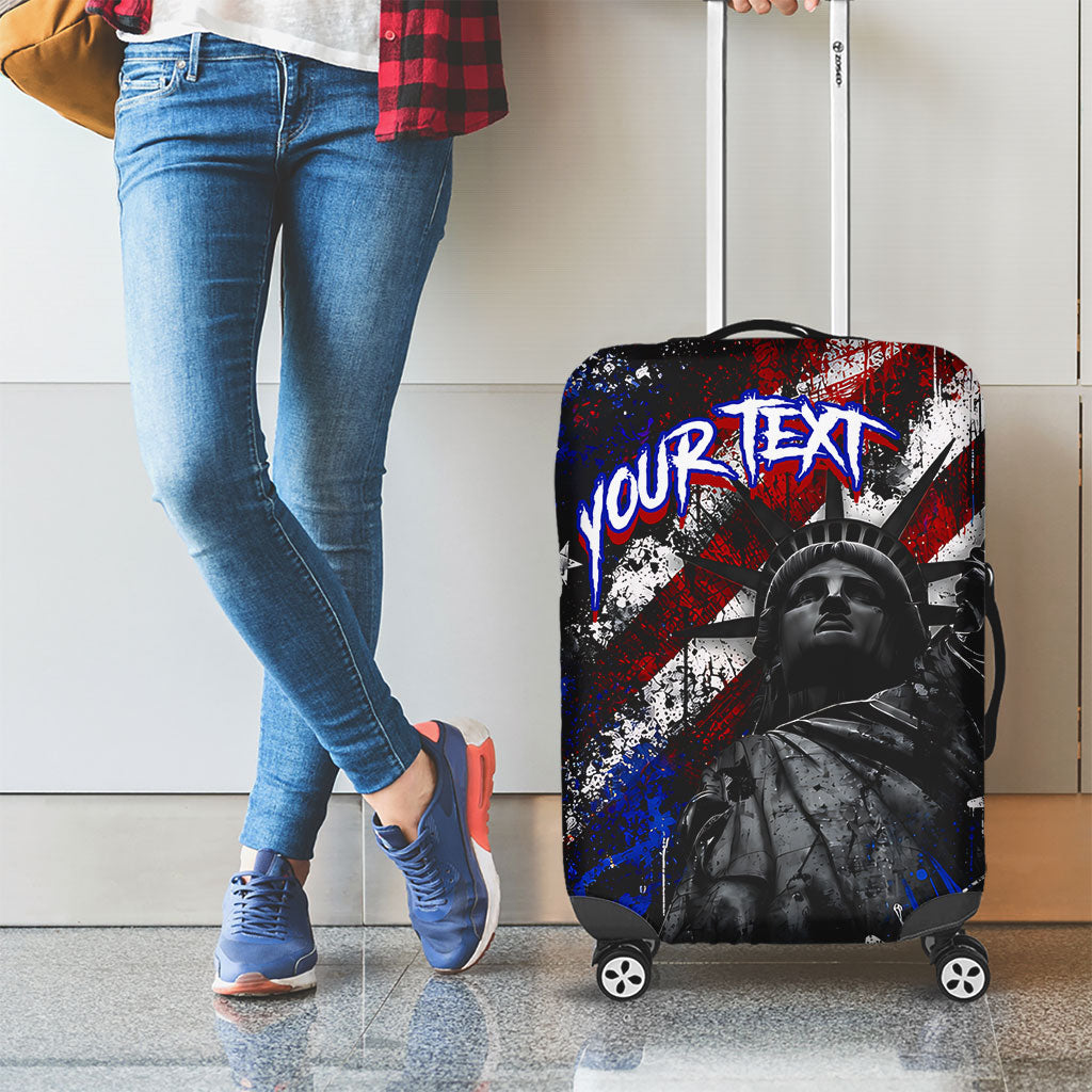 Personalized America New York Statue Of Liberty Luggage Cover Dark Grunge American Flag Graffiti Street Art