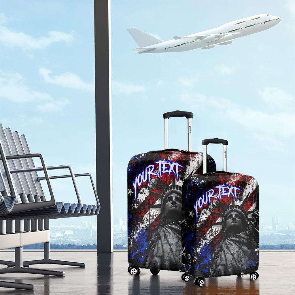 Personalized America New York Statue Of Liberty Luggage Cover Dark Grunge American Flag Graffiti Street Art