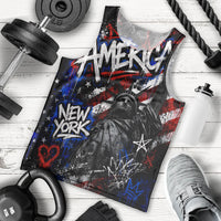 Personalized America New York Statue Of Liberty Men Tank Top Dark Grunge American Flag Graffiti Street Art