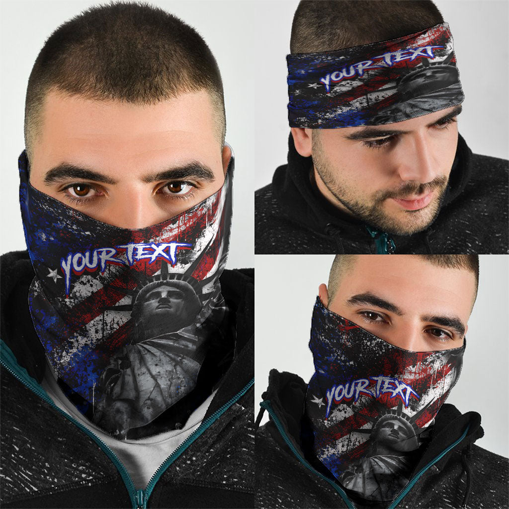 Personalized America New York Statue Of Liberty Neck Gaiter Dark Grunge American Flag Graffiti Street Art
