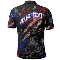 Personalized America New York Statue Of Liberty Polo Shirt Dark Grunge American Flag Graffiti Street Art