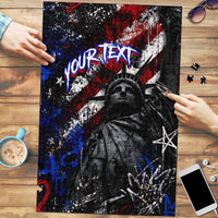 Personalized America New York Statue Of Liberty Puzzle Dark Grunge American Flag Graffiti Street Art