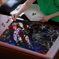 Personalized America New York Statue Of Liberty Puzzle Dark Grunge American Flag Graffiti Street Art