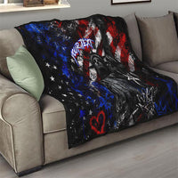 Personalized America New York Statue Of Liberty Quilt Dark Grunge American Flag Graffiti Street Art